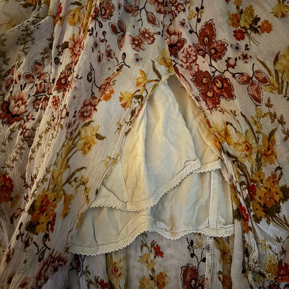 Anthropologie Ruched Cross Front Square-Neck Floral Midi Dress - Picture 7 of 12